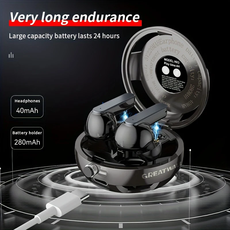 GREATWALL All-metal Zinc alloy Body Stylish Design Wireless Earphones Bluetooth Earphones