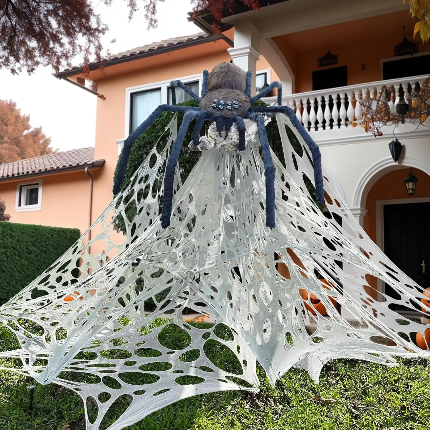 

Outdoor Halloween Spider Web Decorations Flexible Cut-Your-Own Webbing for Haunted House Porch Yards Spooky Atmosphere Creation