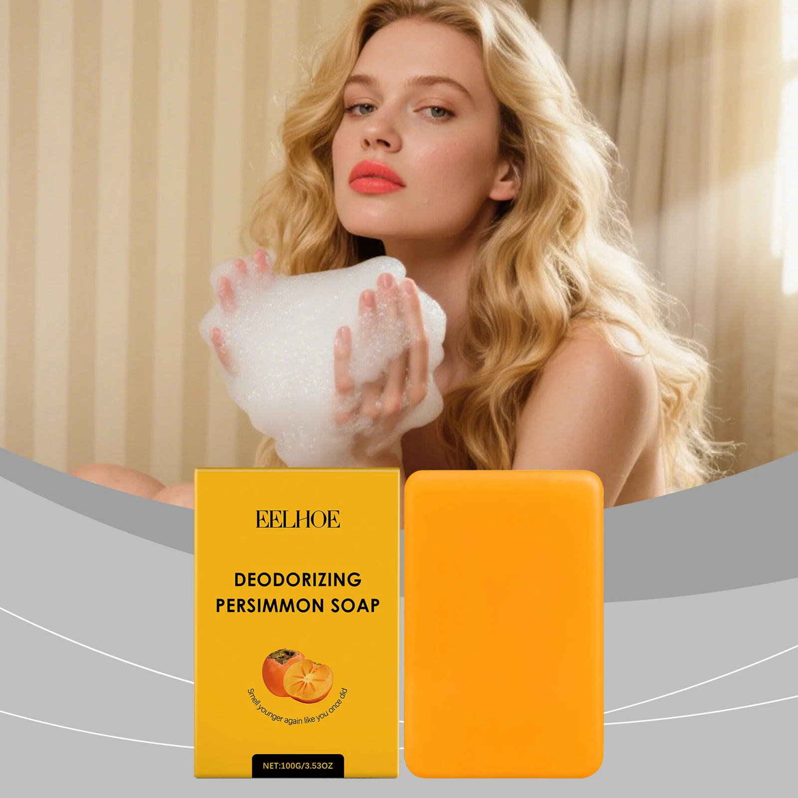 

Persimmon Deodorant Body Bar Soap Gentle Non-Irritating sing Soap Suitable for Old People Smell