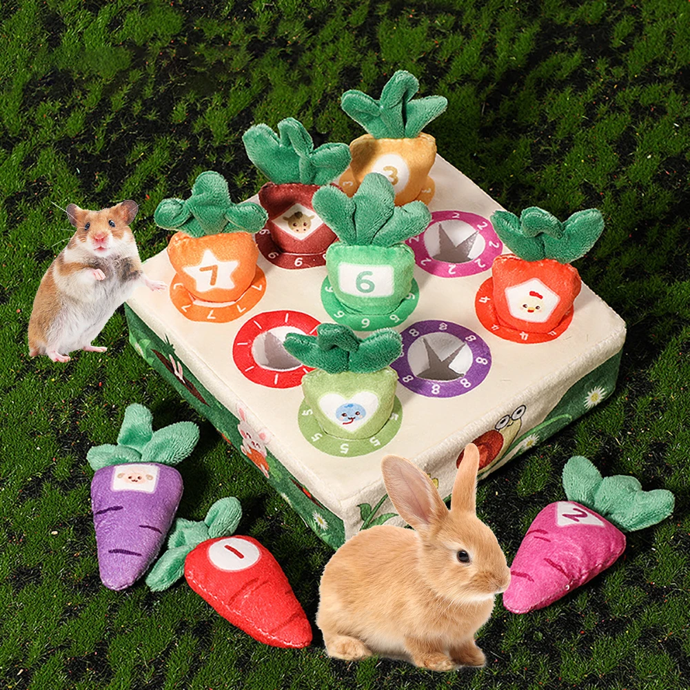 Rabbit Foraging Interactive Toys Small Pet Snuffle Mat Plush Puzzle Toys Pet Supplies For Rabbits Bunny Hamster Guinea Pigs