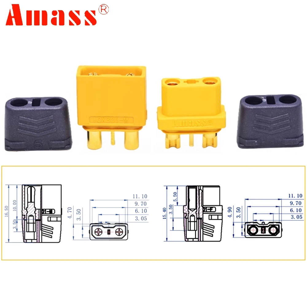 Amass ICX301 Plug Female and Male High Current Lipo Battery Connectors With Signal Interface For RC FPV Drone Car Parts Diy