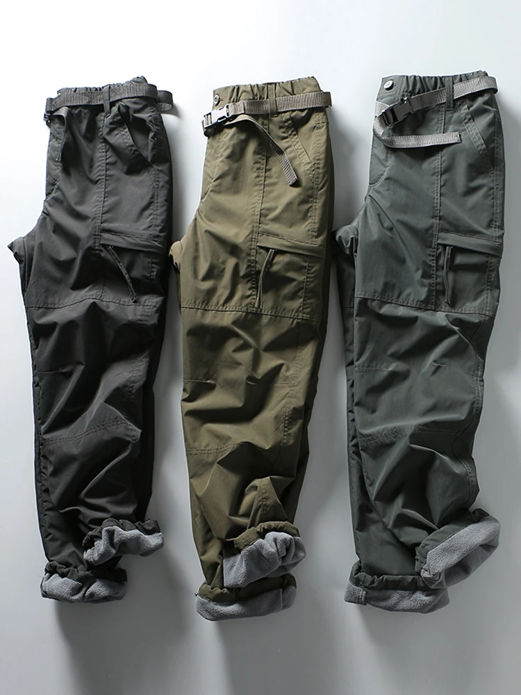 Men's Casual Cargo Pants Windproof Waterproof Outdoor Autumn Winter Loose Fit Long Trousers Casual Sle Polyester Fiber