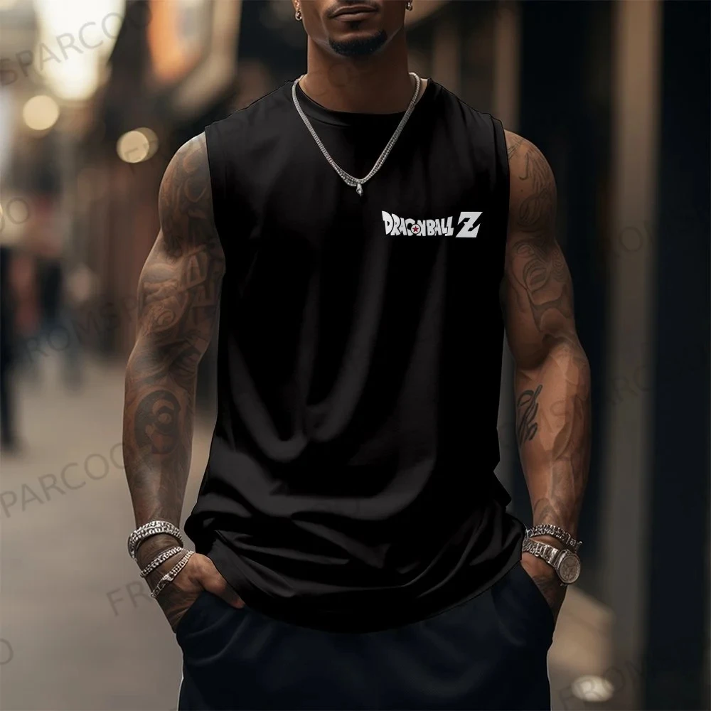 Koszulka bez rękawów Dragon Ball Anime Goku z nadrukiem, męska, luźna, sportowa, letnia, modna, z czystej bawełny, idealna na siłownię w stylu amerykańskim, inspirowana stylem ins.