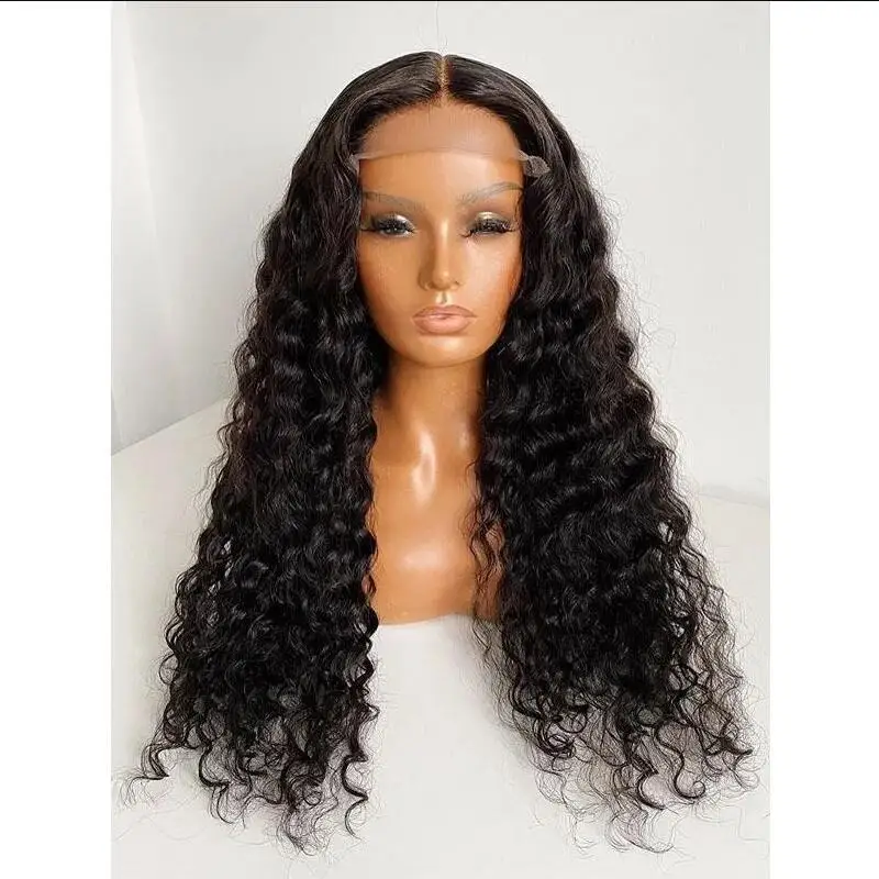 

Long 26Inch 180Density Preplucked Soft Black Kinky Curly Glueless Long Lace Front Wig For Women BabyHair Heat Resistant Daily