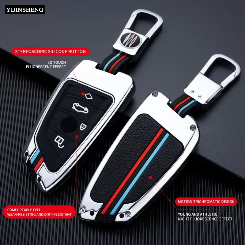 3 4 Buttons Zinc Alloy Style Car Key Case Cover Holder for BMW X1 X3 X5 X6 X7 1 3 5 6 7 Series G20 G30 G11 F15 F16 G01 G02 F48