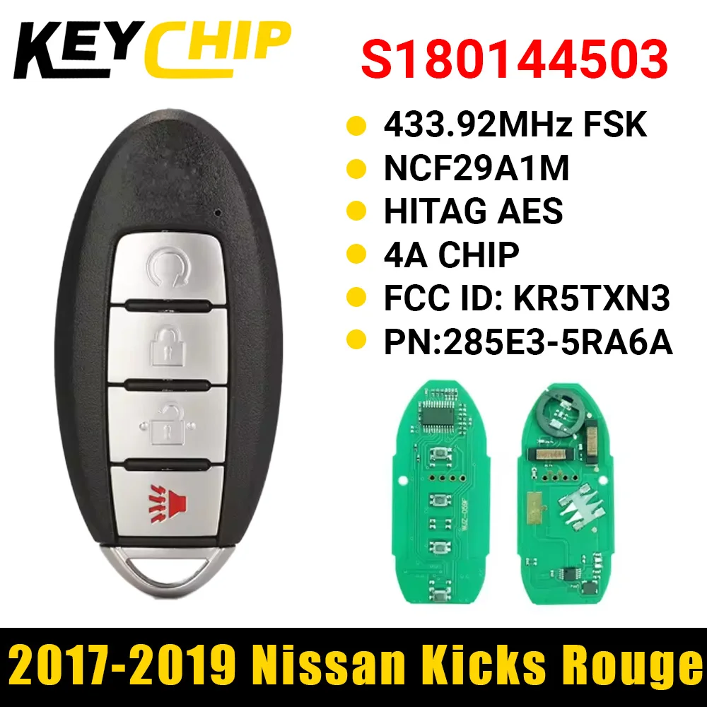 KC S 180144503   Para Nissan Kicks Rogue 2018 2019 2020 2021 Rogue 433,92 MHz 4A llave remota llave inteligente de proximidad KR5TXN3 285E3-5RA6A