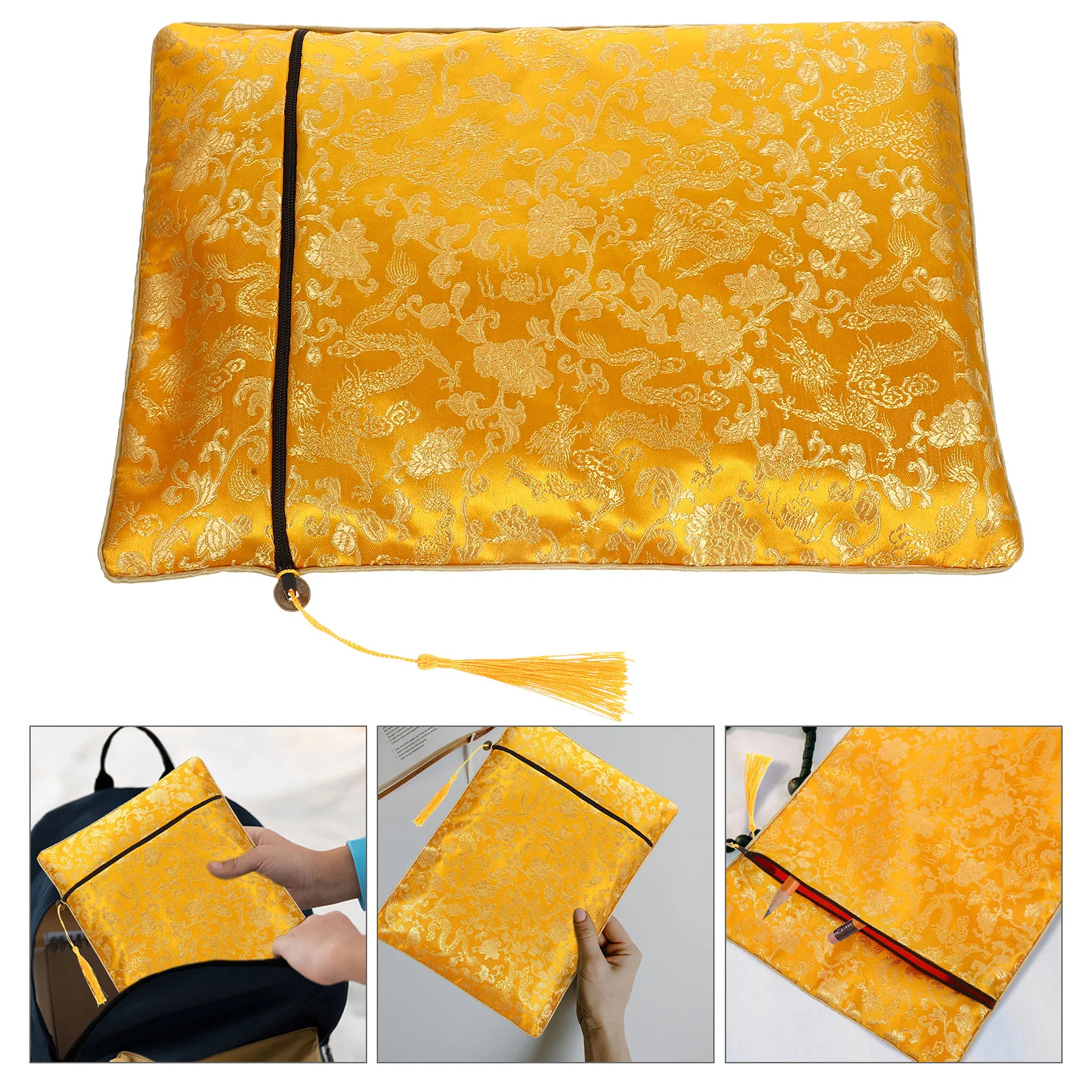 Pencil Case Zipper Book Bag Office Organizer Purse Storage Cloth Brocade Bags Ballpoint