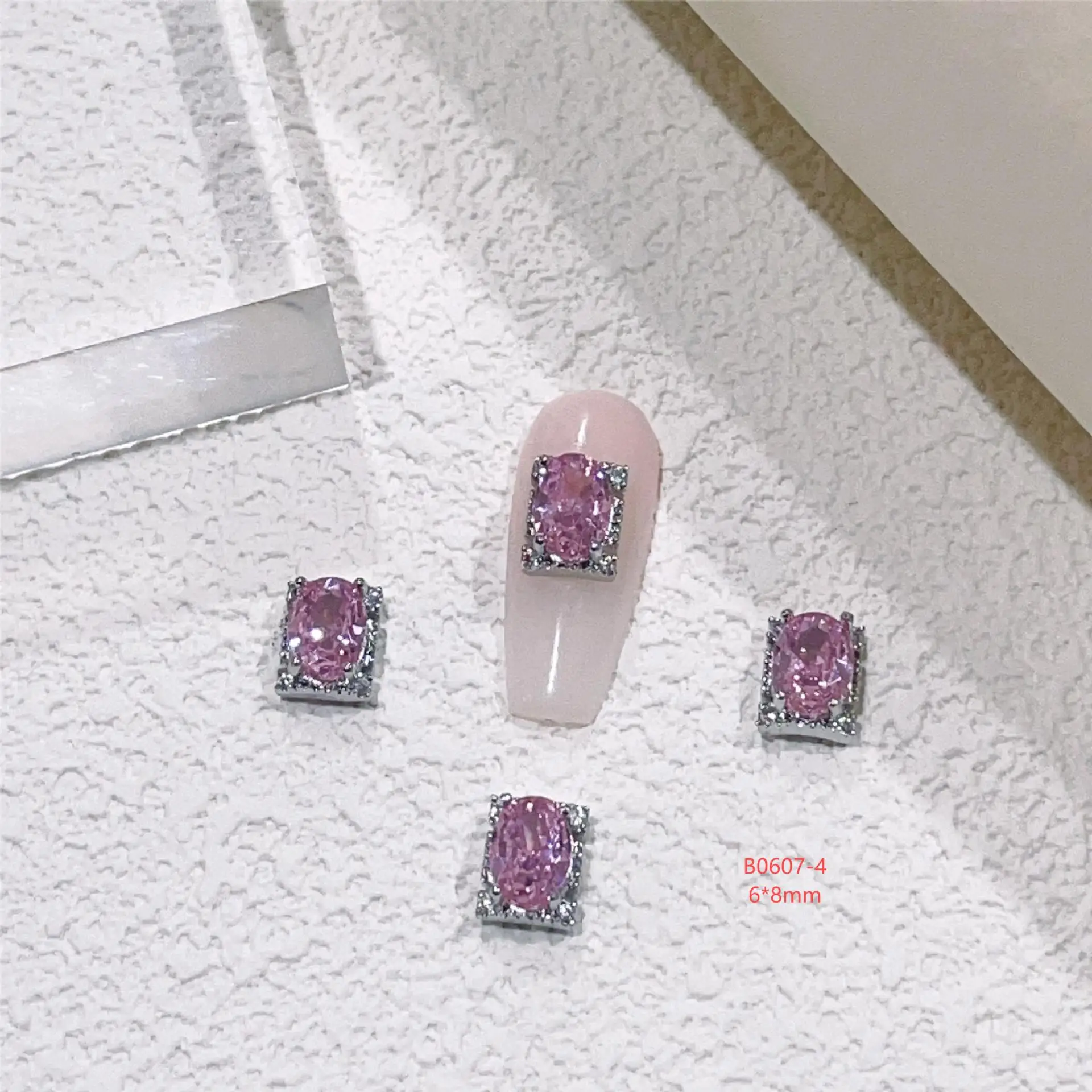 5 قطعة قصر الرجعية الزركون الأظافر جولة مربع الزهور نمط اللؤلؤ والمجوهرات الماس الفن اكسسوارات مسمار DIY الزينة #4