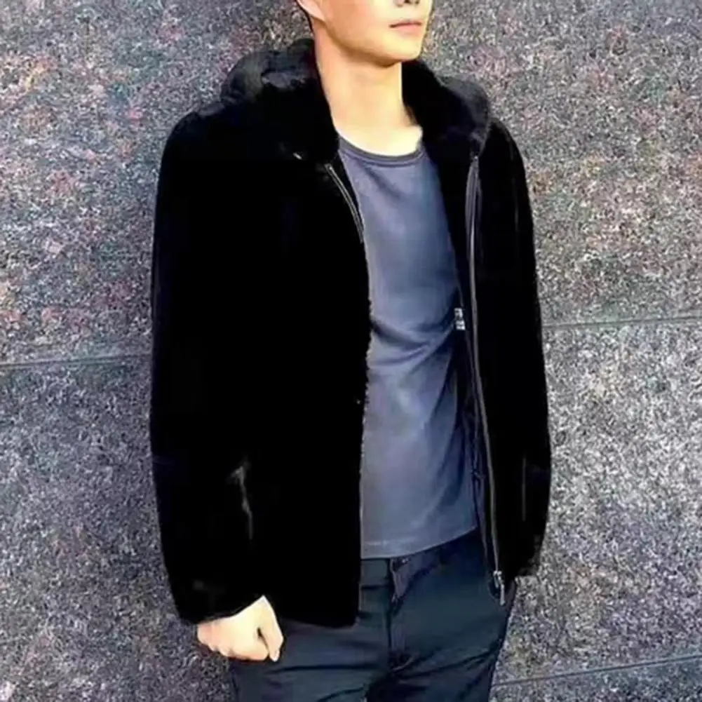 

Men's Faux Fur Mink Coat Whole Winter New High-End Imitation Thickened Long Middle-Aged Jacket Black Thicken Coat