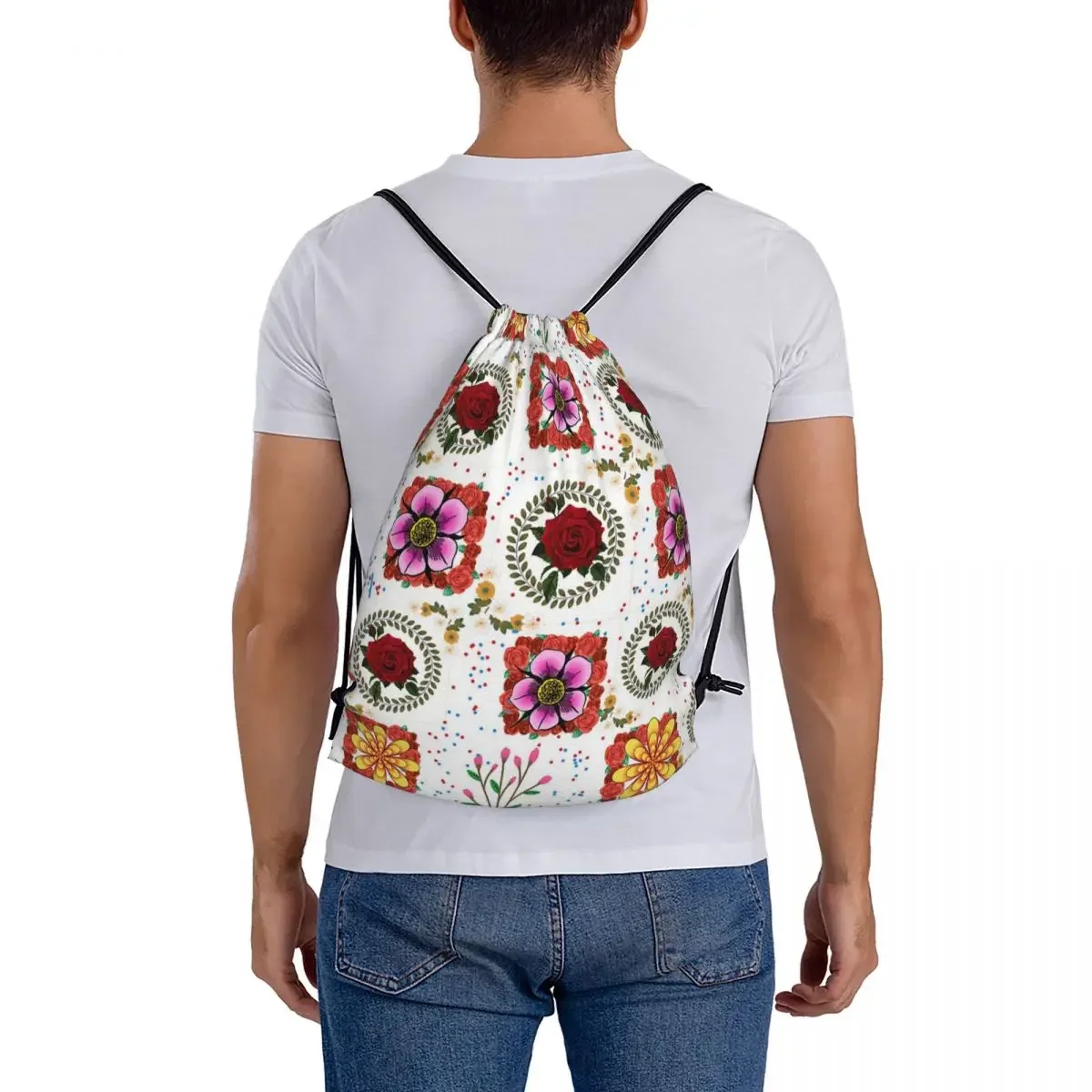 Ward Wa Zhour-mochila informal para hombre y mujer, bolso portátil con cordón, bolsa deportiva con bolsillo para estudiantes