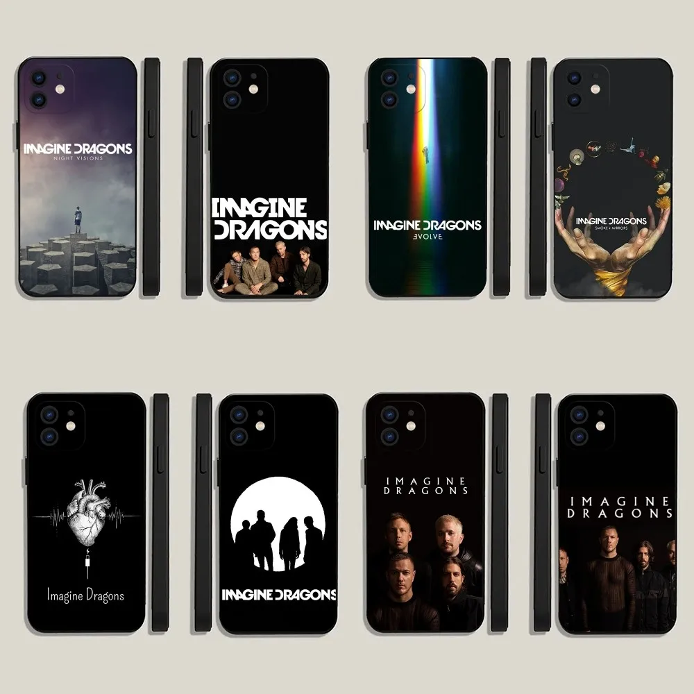 Imagine D-Dragons Band Phone Case For iPhone 15,14,13,12,11,Plus,Pro Max,XS,X,XR,SE,Mini,8,7 Soft Silicone Black Cover