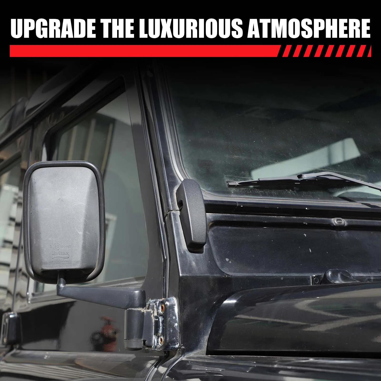For Land Rover Defender 2004-2018 SVX Decoration Aluminum Alloy Black Car Front Windscreen Bulkhead Support Bracket Covers Cap