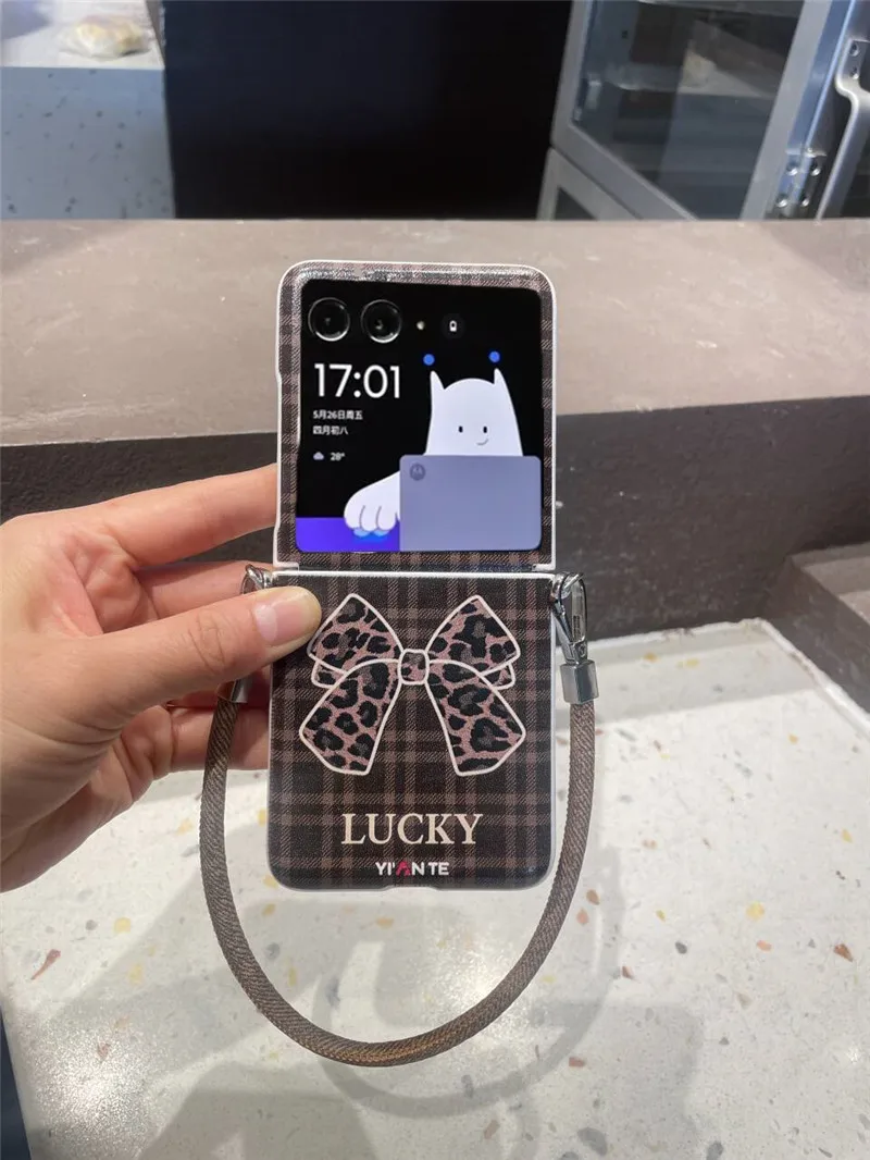 Korean Cute Bow Hinge Case For Motorola Razr50 Ultra Case For Samsung Galaxy Z Flip6 5 4 3 Cover Pocket2 N3Flip xiaomi mix flip
