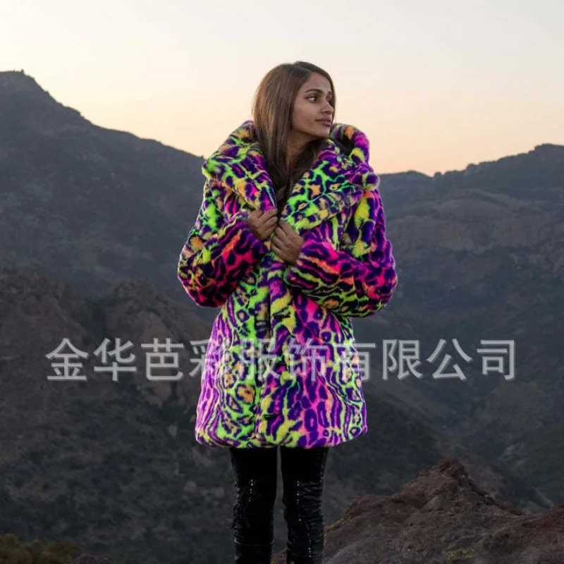 

Women's Winter Tops Coat Faux Fur Hooded Corset Leopard Vintage Comfortable Casual Design Fashion Soft Niche Versatile Skinny