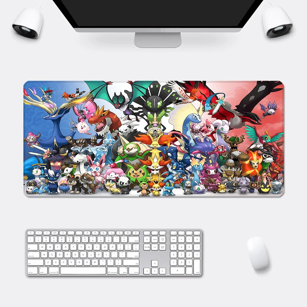 P-pokemons Pikachus Gengars Mousepad HD Printing Computer Gamers Locking Edge Non-slip Mouse Pad XXL90x40cm Keyboard PC Desk Pad