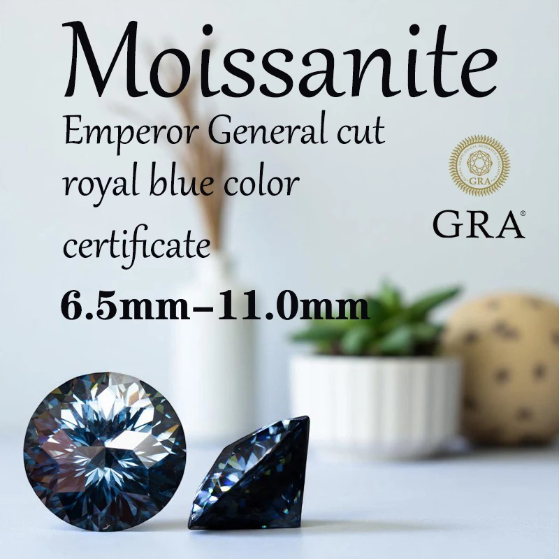 

Emperor General Cut Moissanite Stone Royal Blue Natural Color chamrs Gemstones DIY Jewelry Making Materials with Certificate