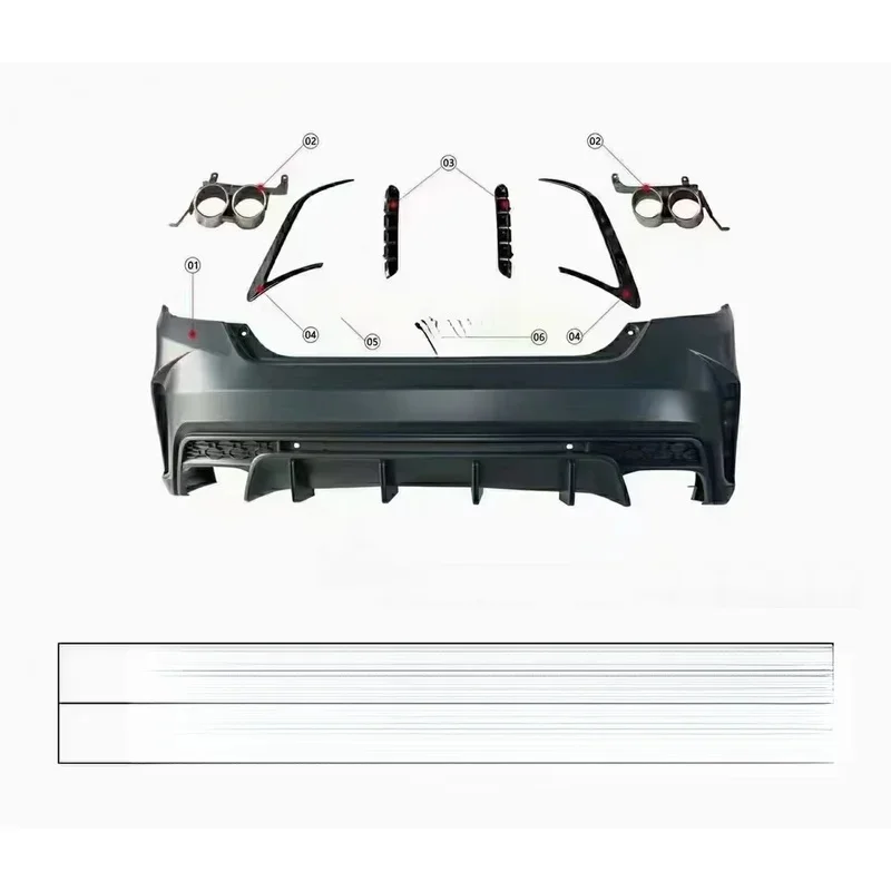 Premium PP Plastic Yofer Style Body Kit Front Rear Bumpers Side Skirts Sport Style Universal Fit Car Auto Guard