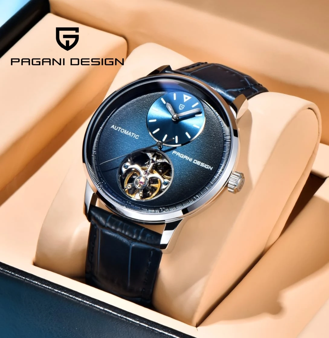 ساعة PAGANI DESIGN PD-1796 للرجال مع عجلة توازن أوتوماتيكية ميكانيكية من الفولاذ المقاوم للصدأ للرجال، طراز العمل