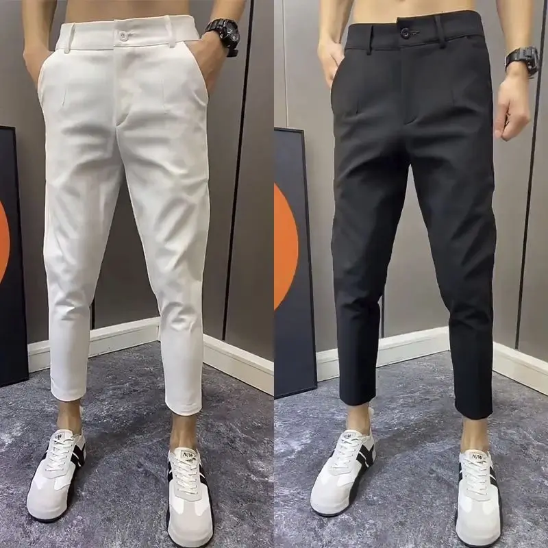 

Dress Trousers for Men Elastic Business Pants No-Iron Straight-Fit Flat-Front Men Casual Pants Fashion Dress Pants Formal F107