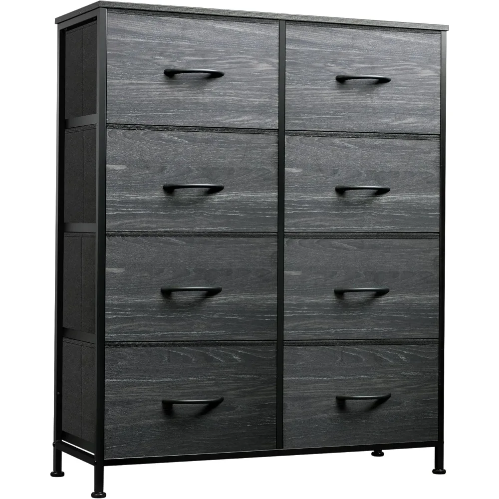 

Tall Fabric Dresser for Bedroom with 8 Drawers, Storage Tower with Bins, Double Dresser, Chest of Drawers