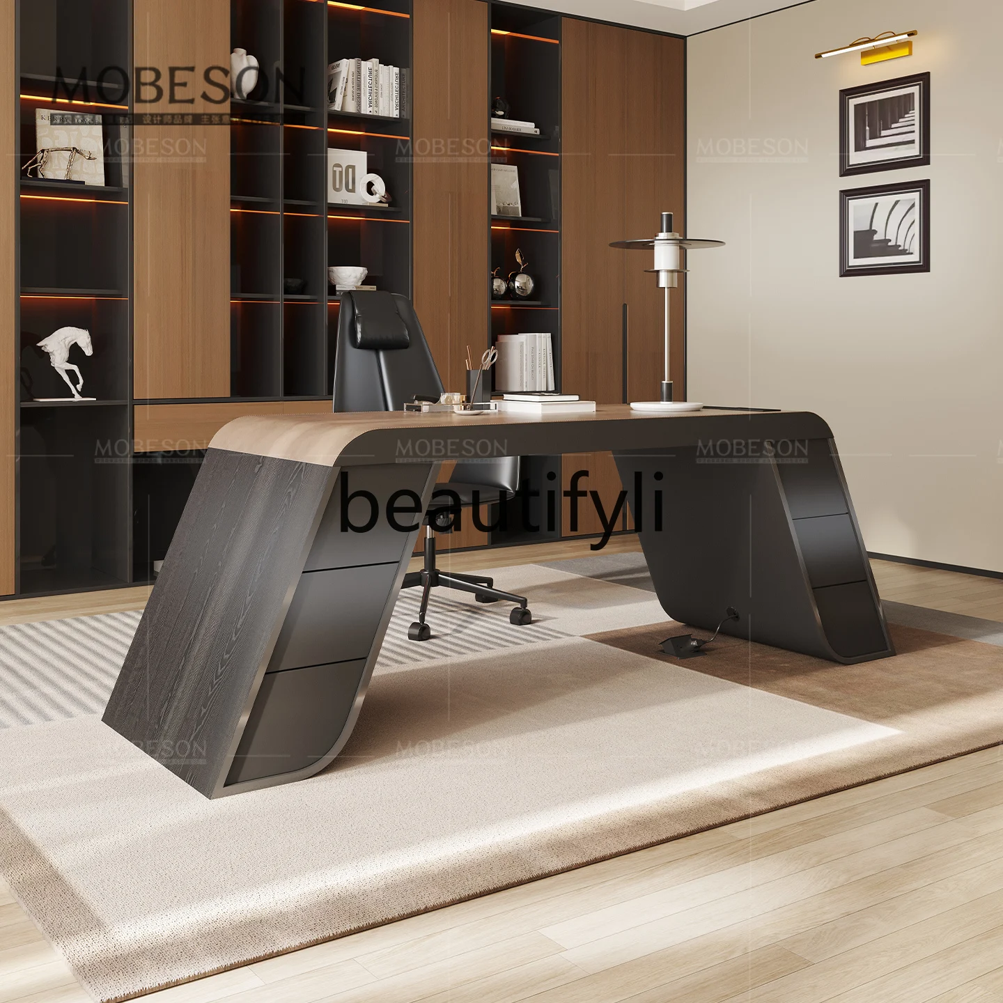 Italian high-end living room desk and chair combination boss desk designer computer desk