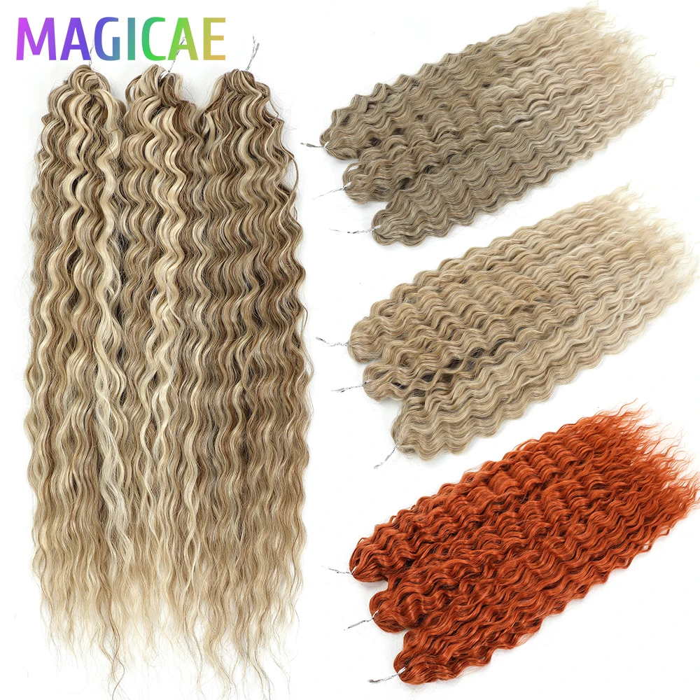 Magicae 3 Stück 300 Gramm 24 Zoll Ariel Deep Water Twist Häkeln Lockiges Haar Klavier Blond P12/16/613 Braun6 #   Zöpfe Grau 58 #   Bundles