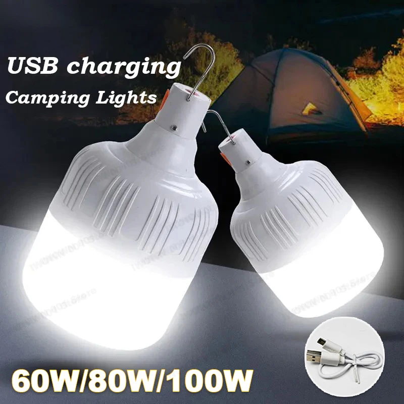

Camping Light Portable Rechargeable Dimmable LED Bulb Brightness Outdoor Tent Light Emergency Night Light with Hook