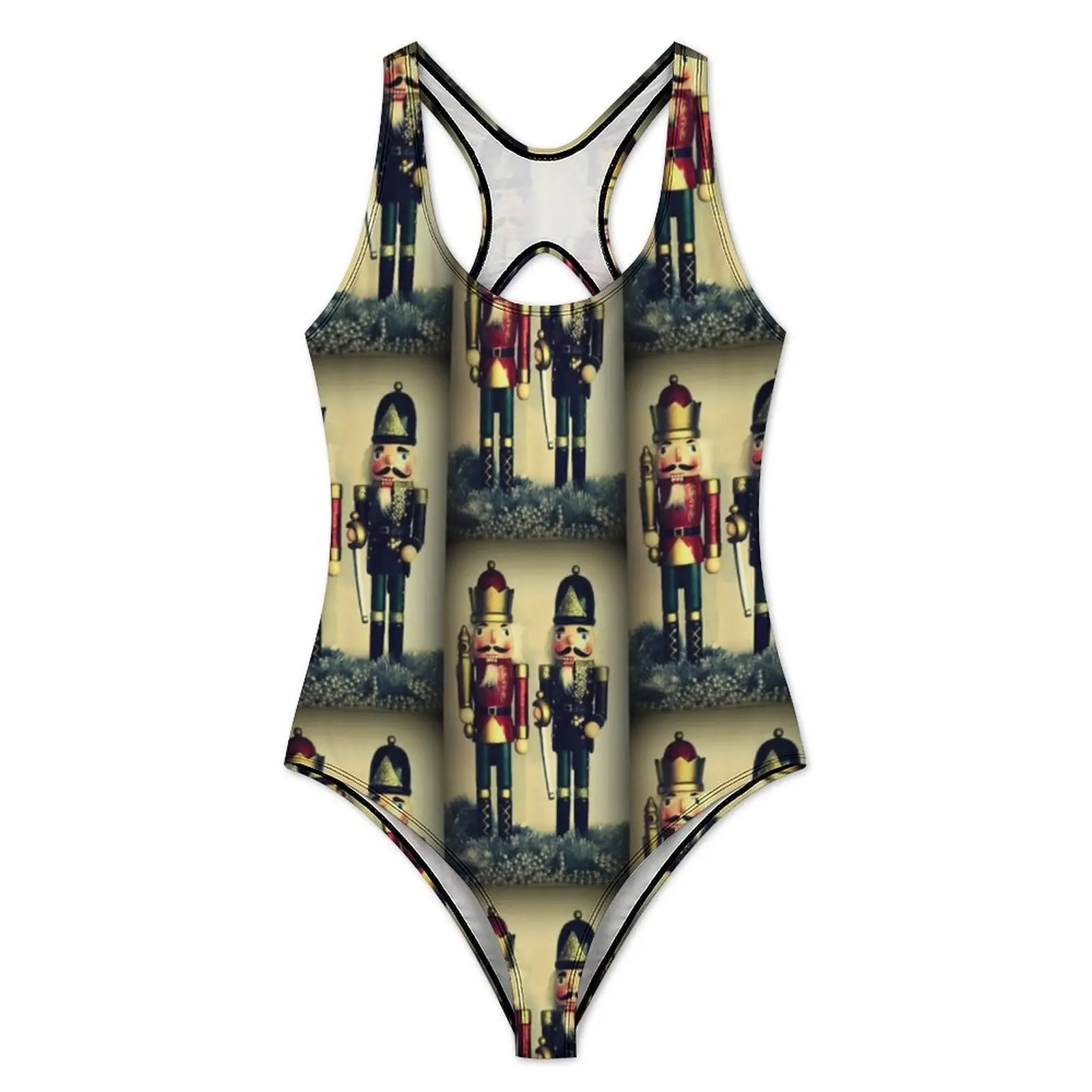 Nutcracker Christmas Swimsuit Cute Print Swimwear One Piece Design Bodysuit Hollow Out Bathing Suits Push Up Sexy Beach Outfits