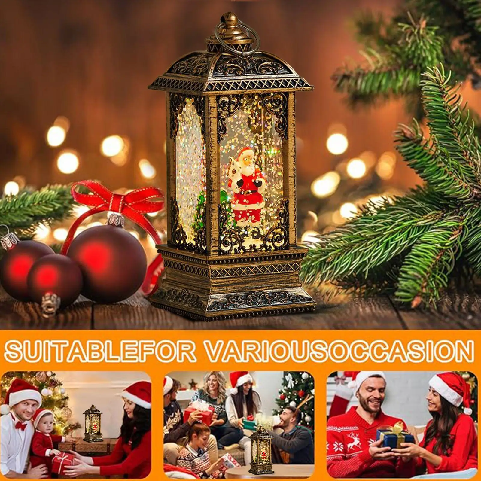 Christmas Snow Globe Decoration Party Seasonal Ornament Christmas Glowing Snow Globe Decoration For Friends Teens Adults Men