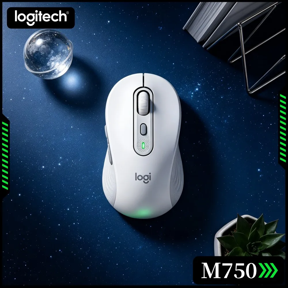 M750 Logitech Contoured Bluetooth Mouse Precise Optical Tracking Anti Sweat Grips Multi Pairing For Laptop Tablet