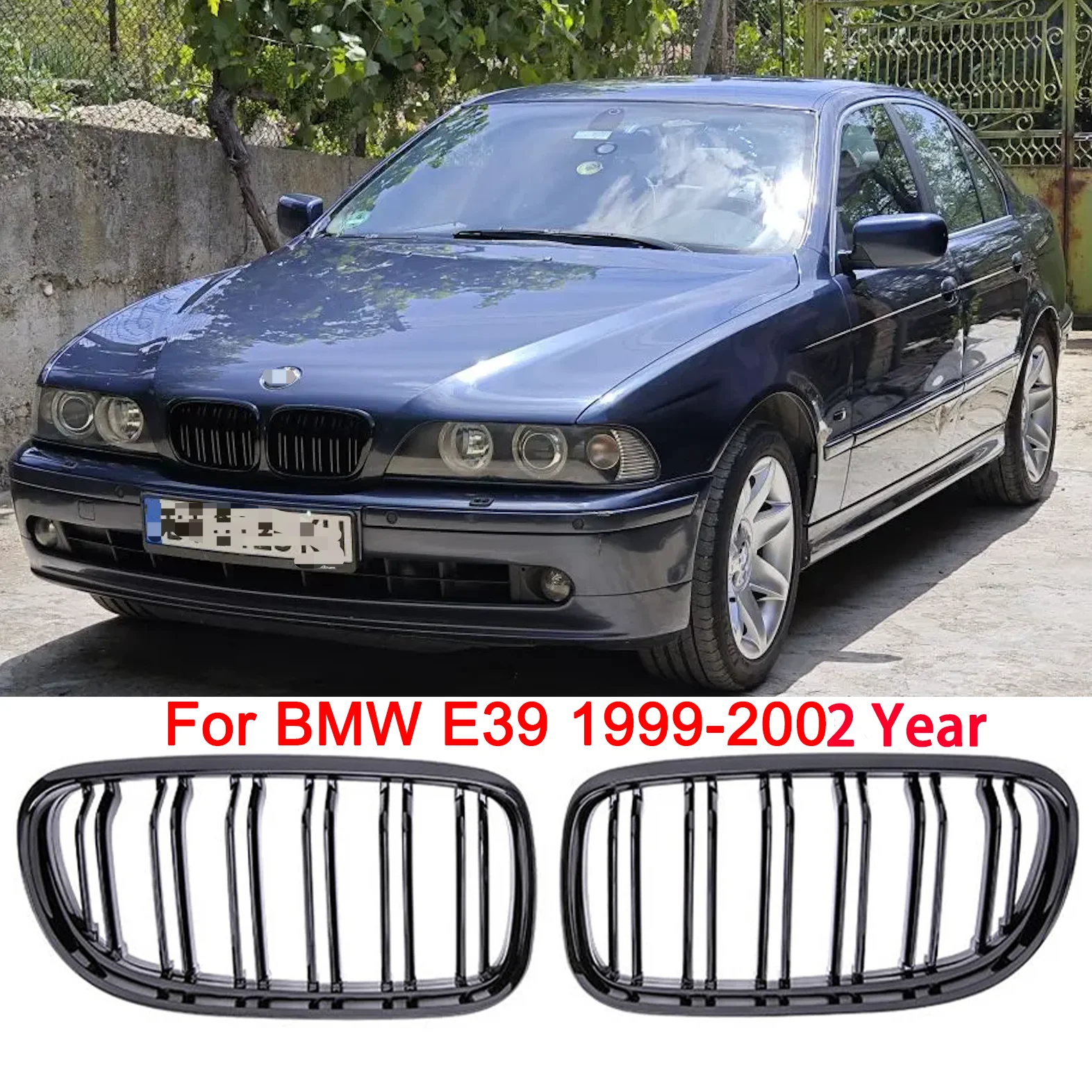 

Для BMW E39 1999-2002 годов: глянцевая черная решетка радиатора (ноздри) для переднего капота, гоночная решетка