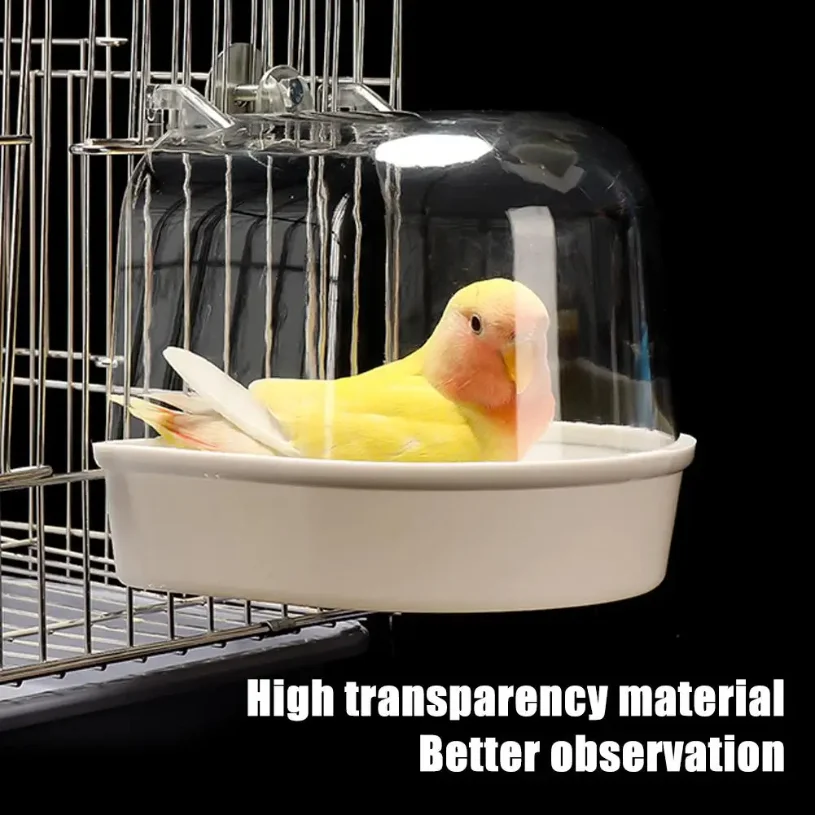 

Clear Hanging Bird Bath for Cage Parakeet Bird Cage Accessories Parrots Bathtub Bath Shower Cage for Canary Budgerigar Cockatiel