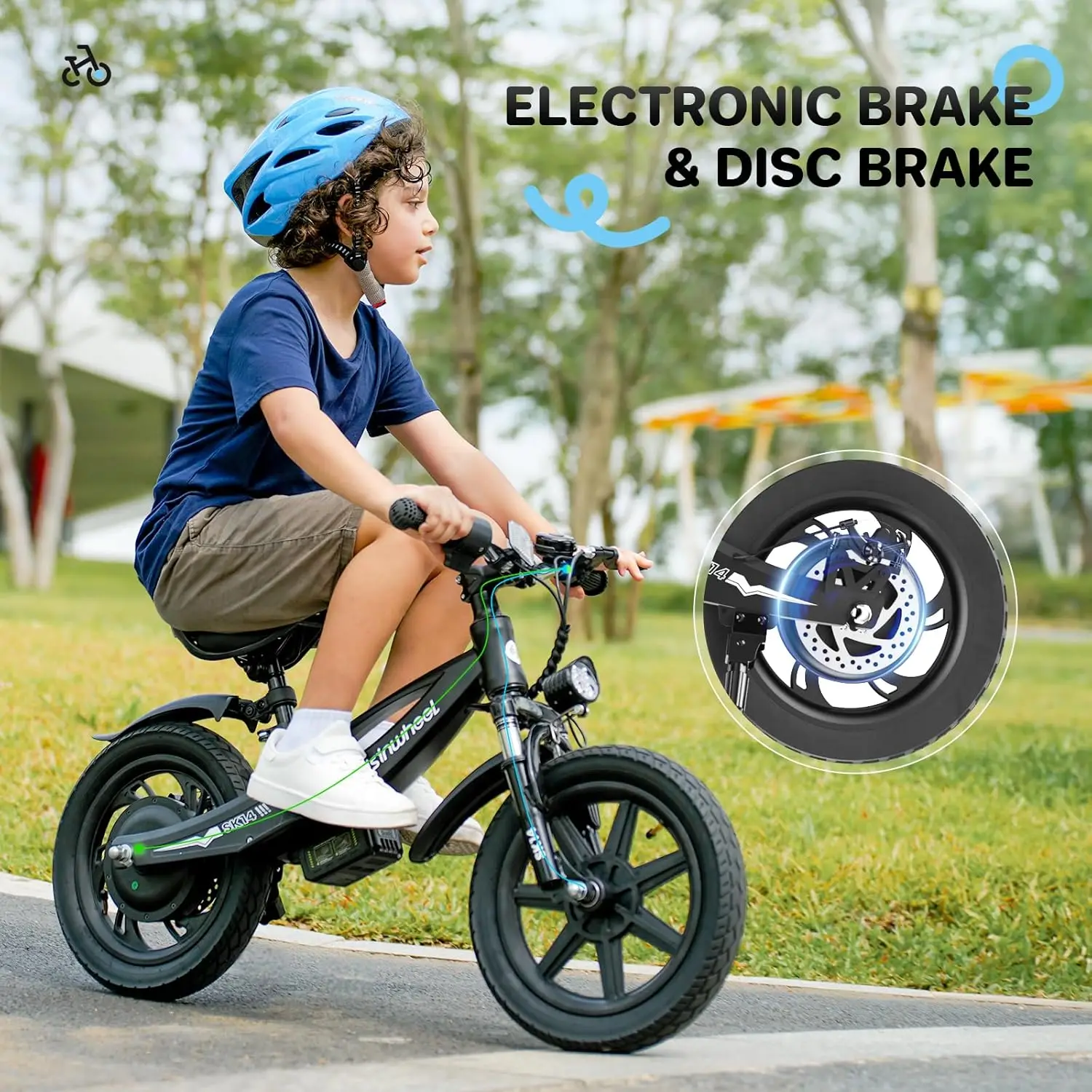 Vélo électrique 2 en 1 pour enfants âgés de 2 à 6 ans, vélo d'équilibre électrique 250 W avec batterie échangeable, pneu gonflable de 14 pouces et A