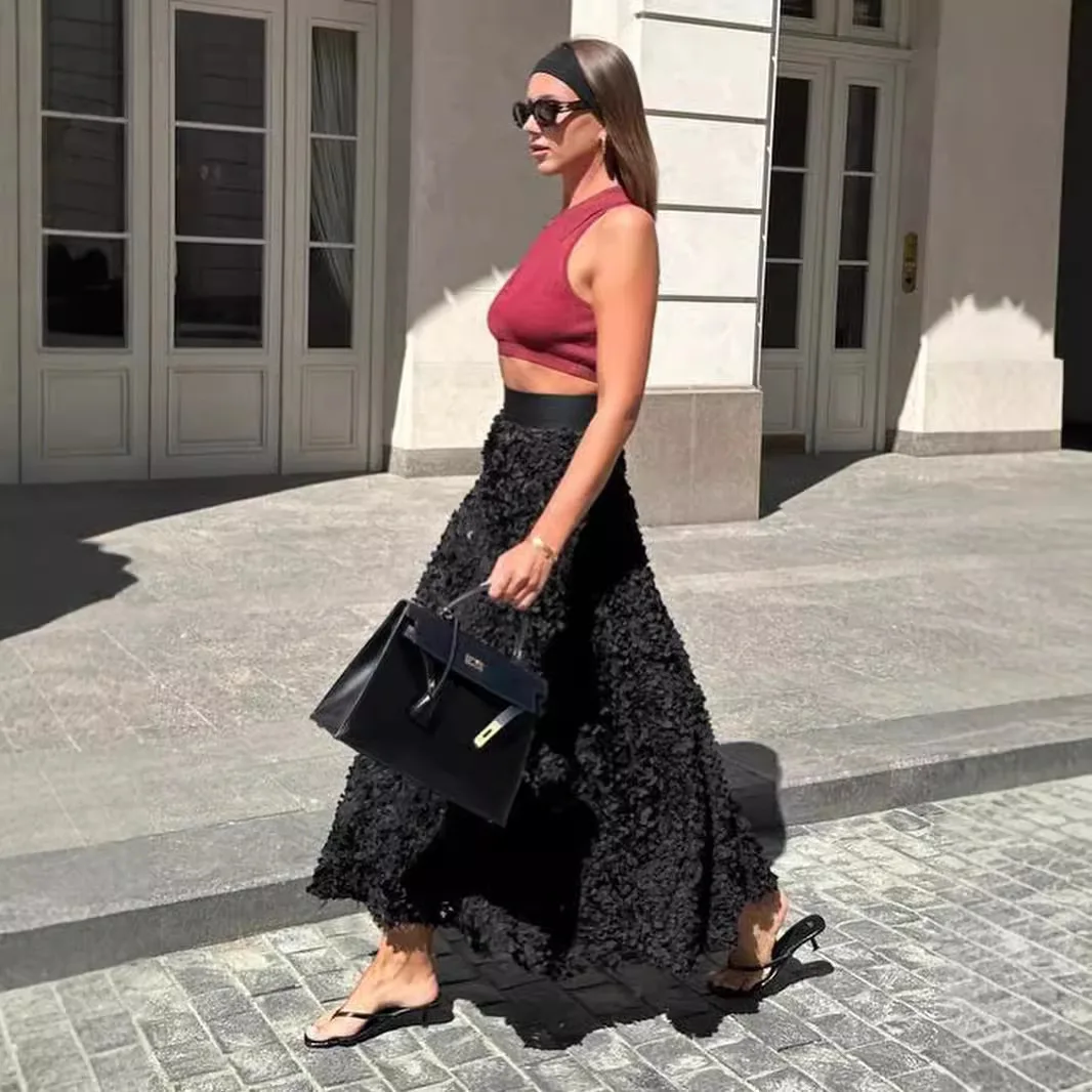 Woman Clothes Skirt Evening Dress Skirt For Women 2025 Autumn Winter New Style Long Evening Dress With Petal Design Y2k Clothes