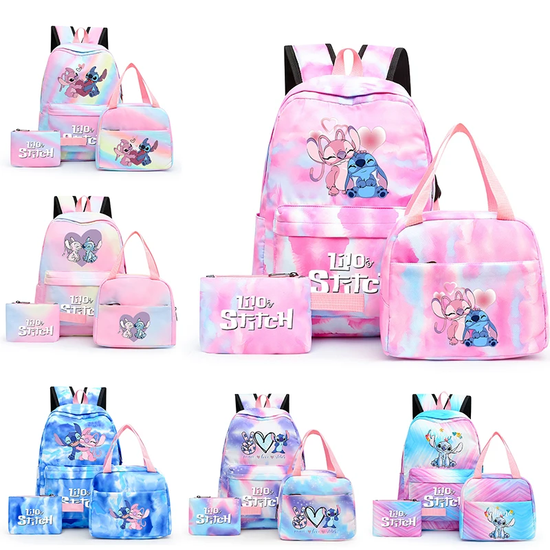 3Pcs/set Disney Lilo Stitch Plecak z torbą na lunch dla nastolatka Dziewczyna Chłopiec Tornister o dużej pojemności Student Casual Bookbag Plecak