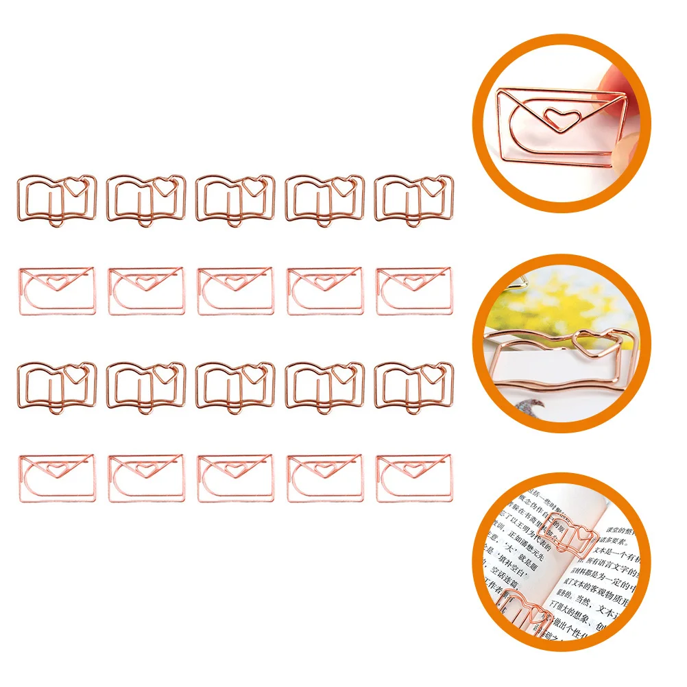 

20pcs Book Shape Paper Stainless Steel File Clips For Office Supplies Multi-Use Document Fixing Clips Desk Accessories