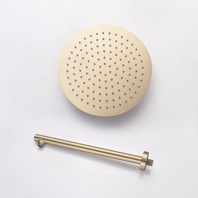 Imagem -06 - Chuveiro Rainfall Head Square e Round Shower Head Braço de Ouro Escovado Acessório do Banheiro g1 10 em Alta Qualidade Aço Inoxidável