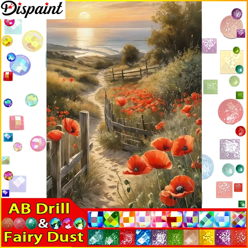 

Dispaint Fairy Dust AB DIY 5D алмазная живопись "Пейзаж цветок закат" полная алмазная вышивка распродажа картина для праздничных подарков