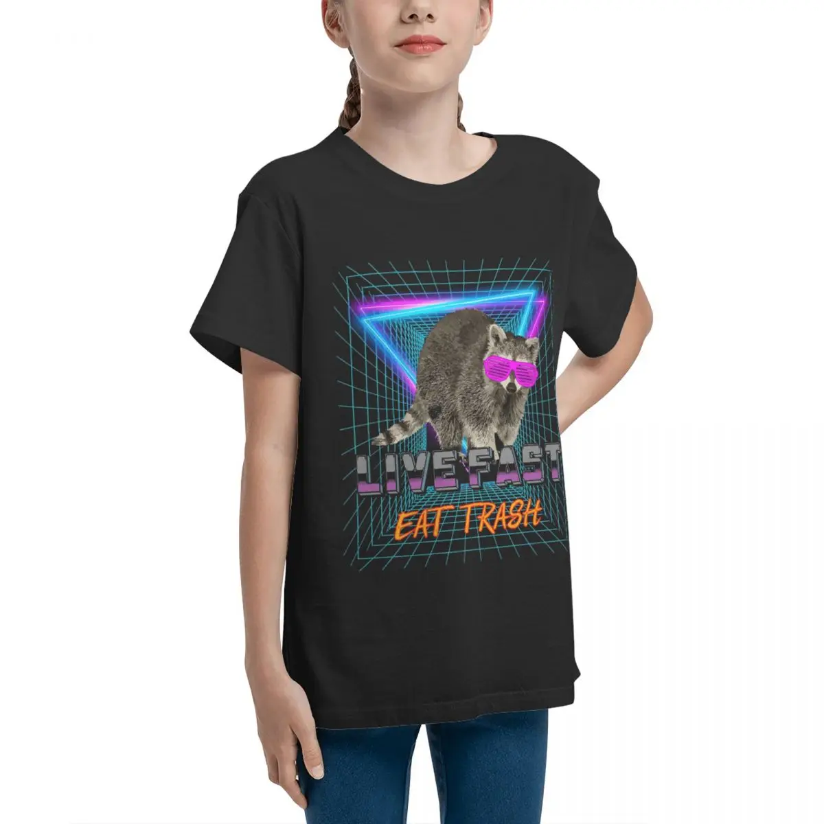 Teeanger Basic Short Sleeve T-Shirt Copy Of Live Fast Eat Trash Live Fast Eat HarajukuT-shirts Vintage Sarcastic Teenagers