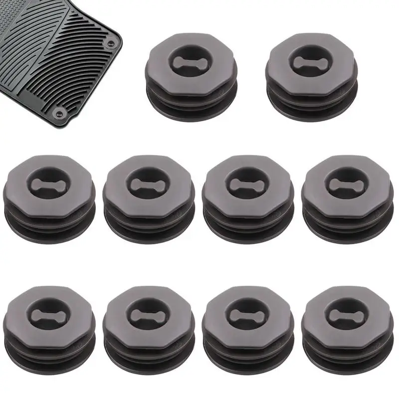 10PCS Car Floor Mat Clips Anti Slip Round Carpet Clip Fixing Retainers With Double Ring Rotating Detachable Buckle Car Interior