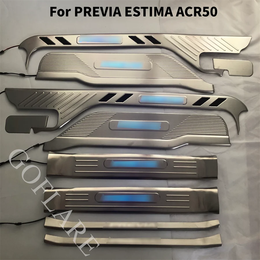 Car Accessories For Toyota Previa Estima ACR50 Led Door Sill Scuff Plate Sill Welcome Pedal Entry Guard Cover threshold stainles