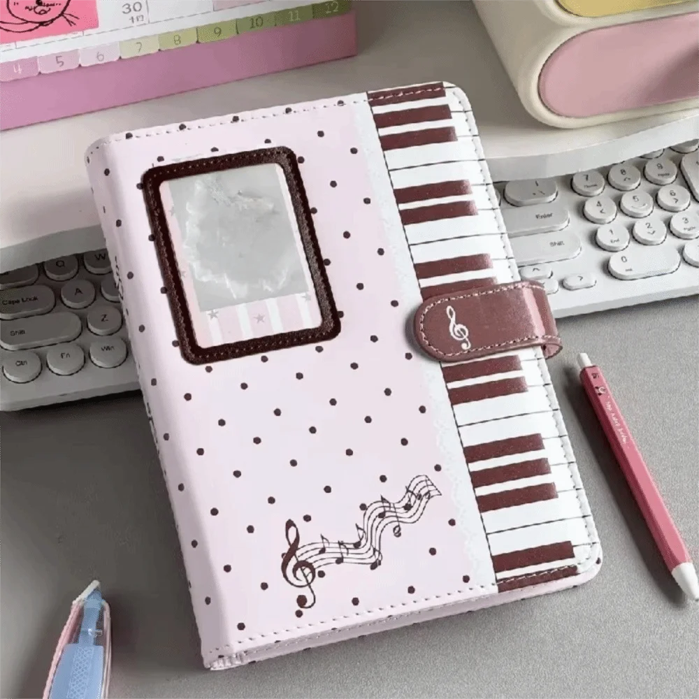 Ins Polka Dot Piano Binder Notebook a5 Loose Leaf Kpop Idol Photocards Holder Detachable PU Leather Photo Album School Journal view 4