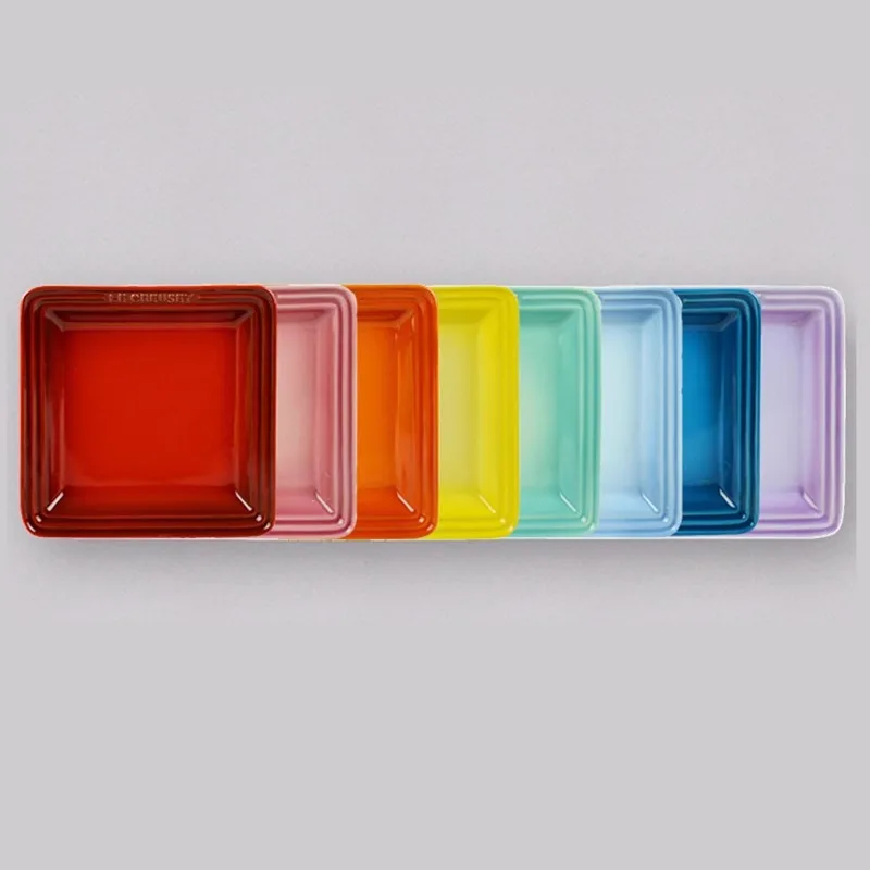 

Le Creuset Rainbow adient Cerc Square Plate для домашнего использования Dining Di Fruit Cold Di Dert Plate French Sle Underglaze
