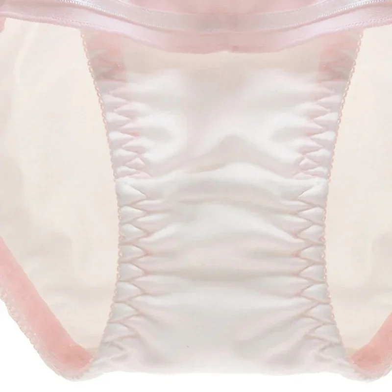 Ropa interior de seda de leche con lazo, estilo colegial japonés, sexy y linda para mujer, alta elasticidad 5