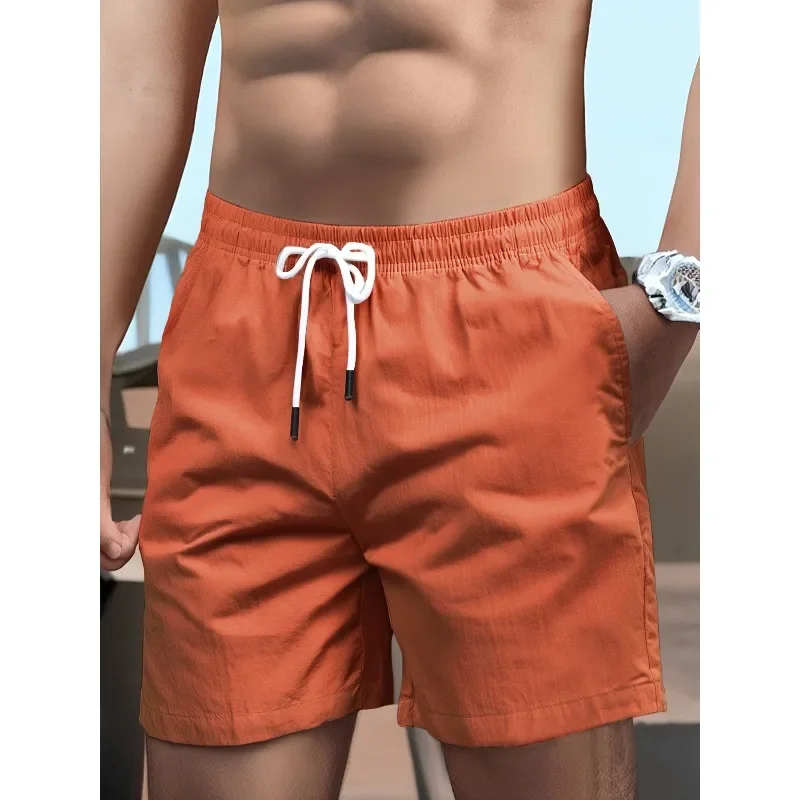 

1PC-Men's Summer Thin Casual Shorts-Fashion Solid Color Versatile Outdoor Sports Breathable Beach Pantswvv