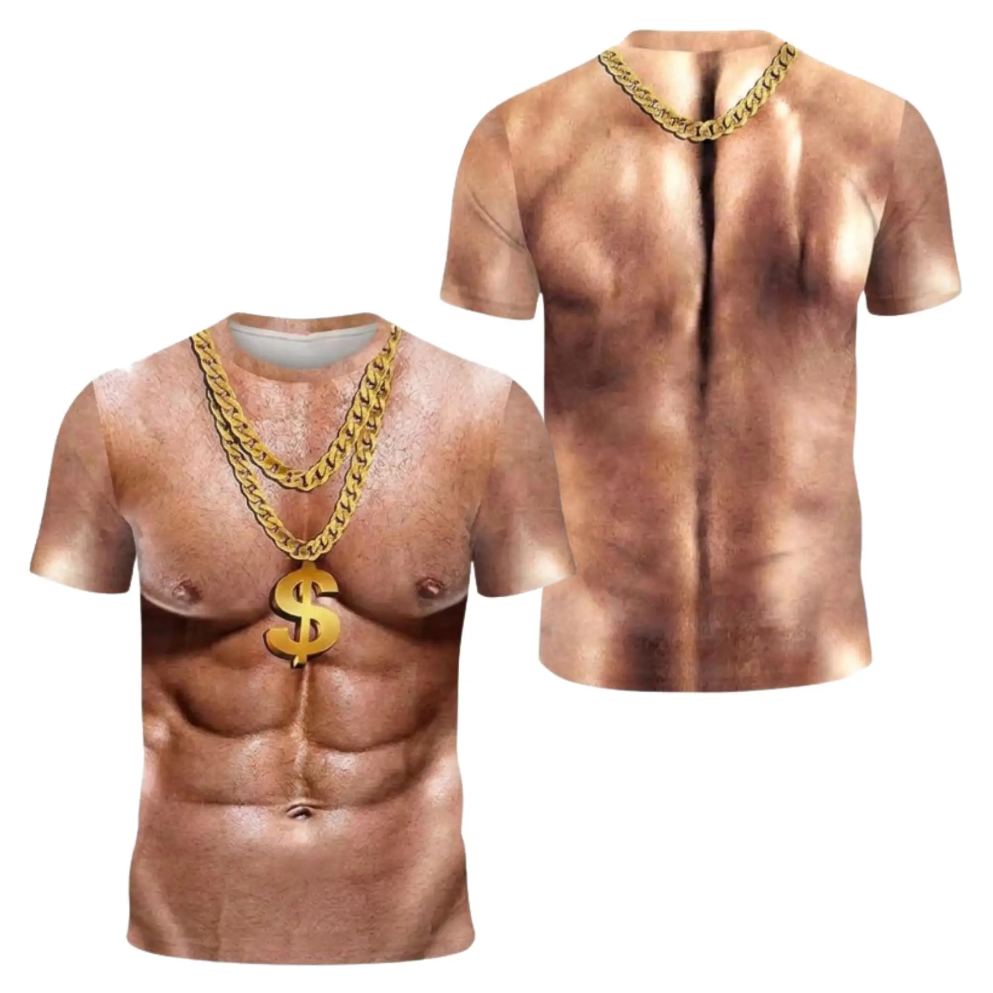 New Fake Muscle Body 3D Print Unisex T‑Shirt Men Women Cosplay Costume Graphic Short‑Sleeve Tops Funny Party Street‑Style Tees