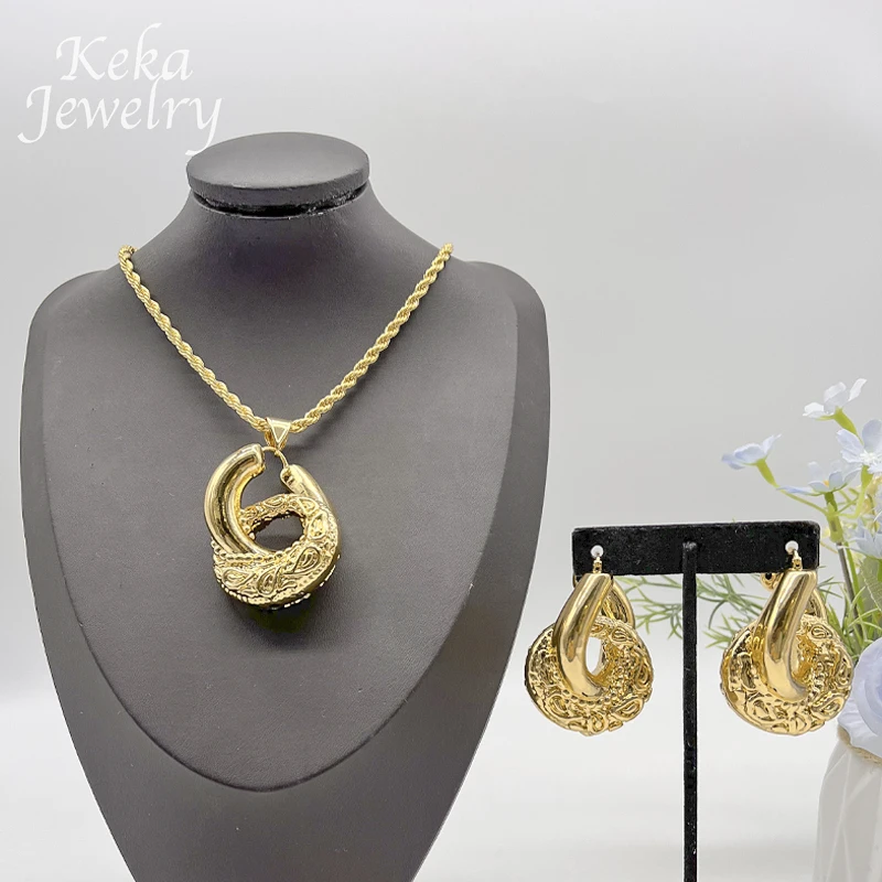 African Gold Plated Jewelry Set Germany ltaly Women Classics Fashion Design Earrings Pendant Wedding America Party Jewelry