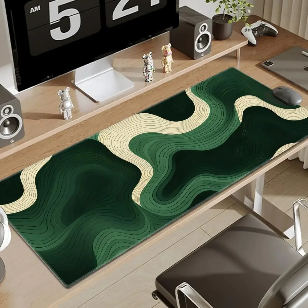 

Зеленый и бежевый абстрактный коврик для мыши, большой настольный коврик, натуральная резина, противоскользящий коврик для офисного стола, идеальный подарок для подростков