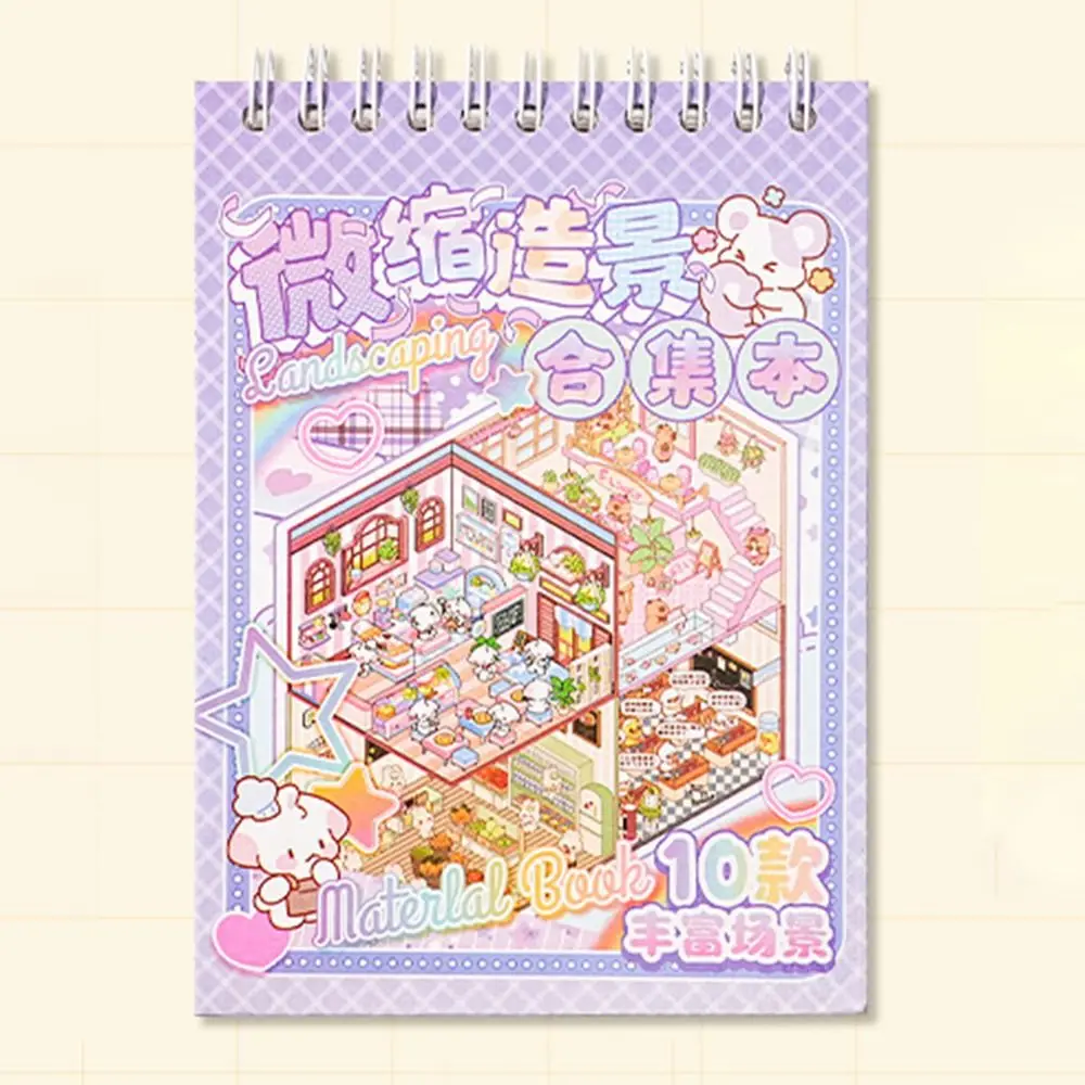 10 In 1 Buku Stiker Pemandangan Kartun Lucu Stiker Saku Adegan Kabin Tahan Air Mata DIY Jurnal Stiker Dekoratif Adegan Kabin