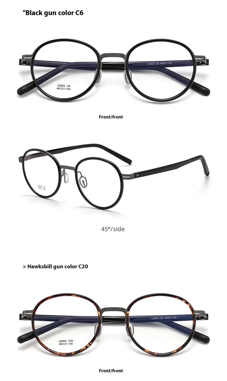 ALICIA Herrenmode Retro Runde Brille Kleine Größe Gläser Ultraleichte TR90 Brillen Optische Verordnung Rahmen Neu – Detail 6